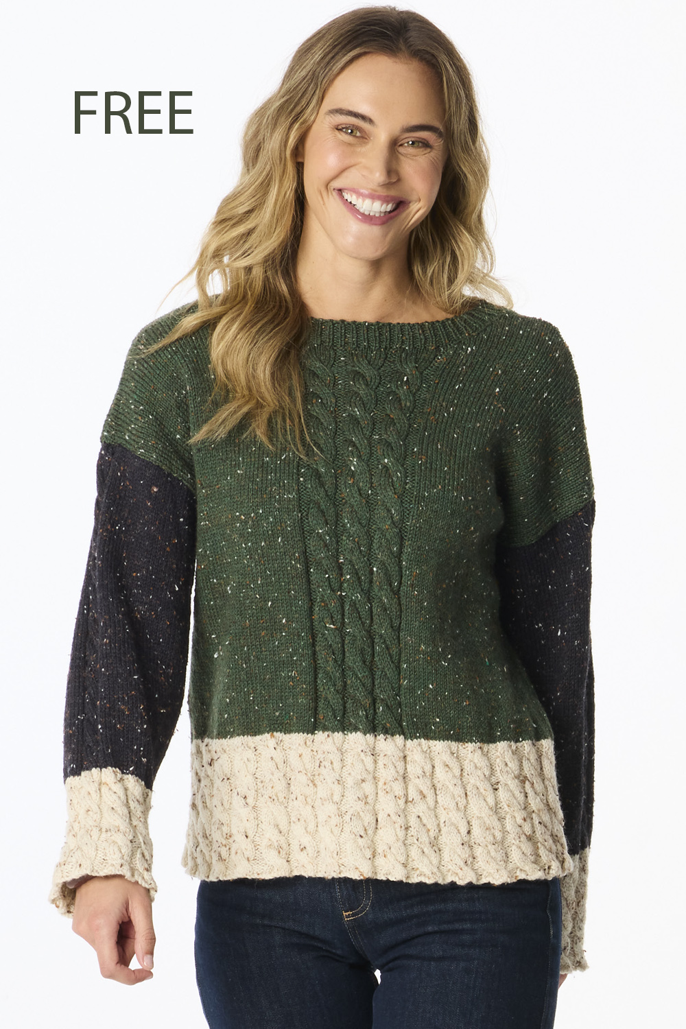 Free Color Block Sweater Elmira Jumper Knitting Pattern