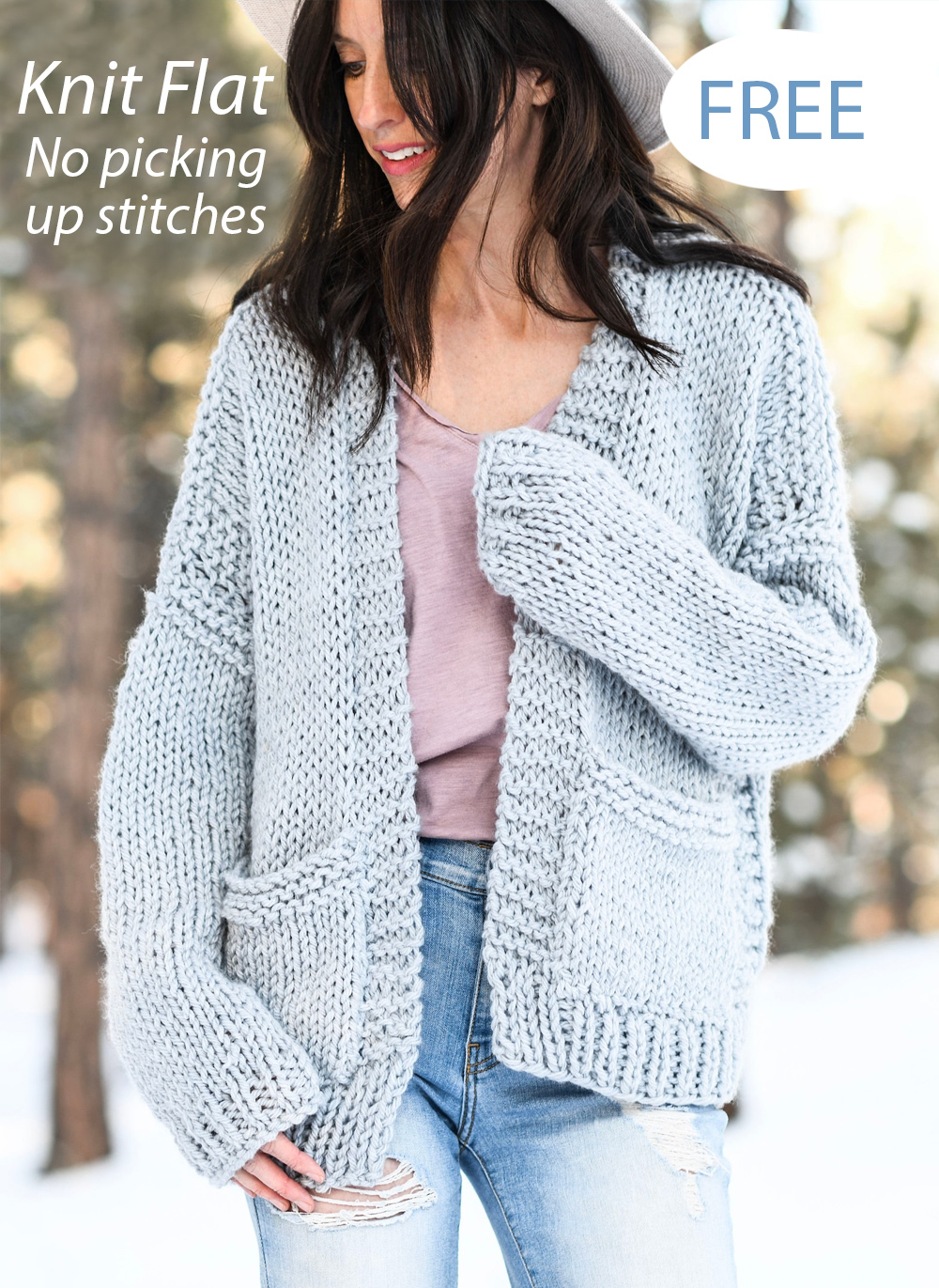 Free Beginner Moonbow Slouchy Knit Cardigan  Knitting Pattern