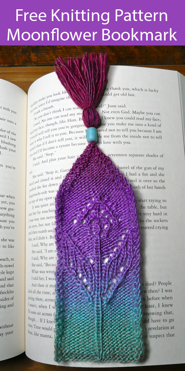 Free Bookmark Knitting Pattern Moonflower Lace Bookmark