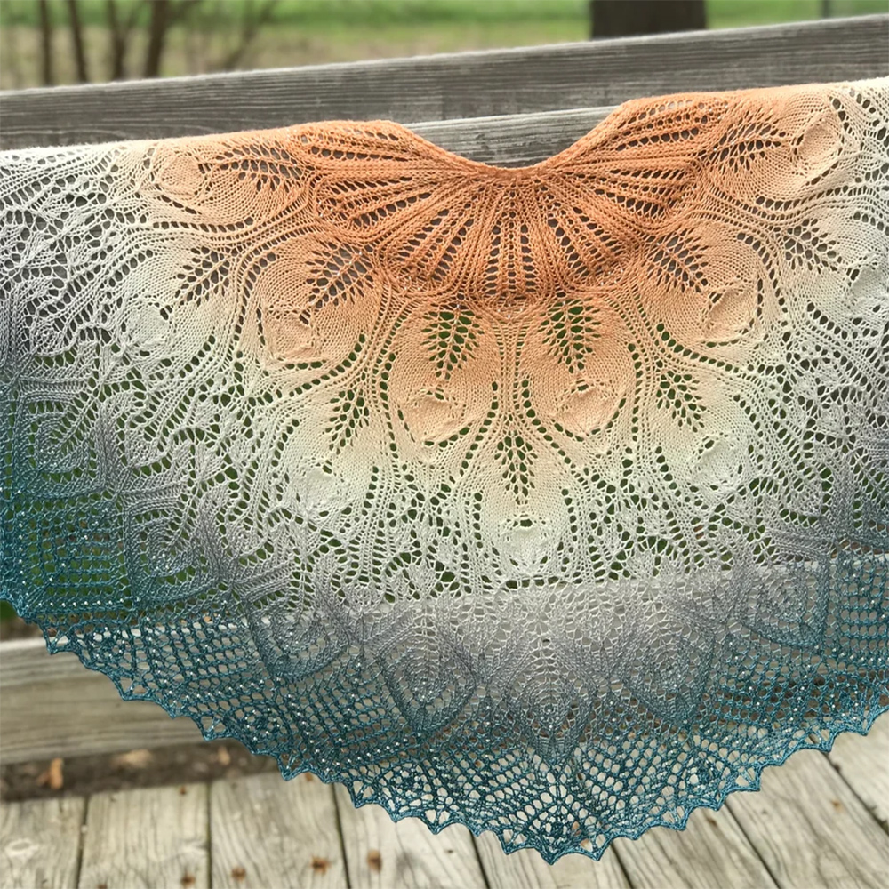 Knitting Pattern for Moonlight on Magnolias Lace Shawl