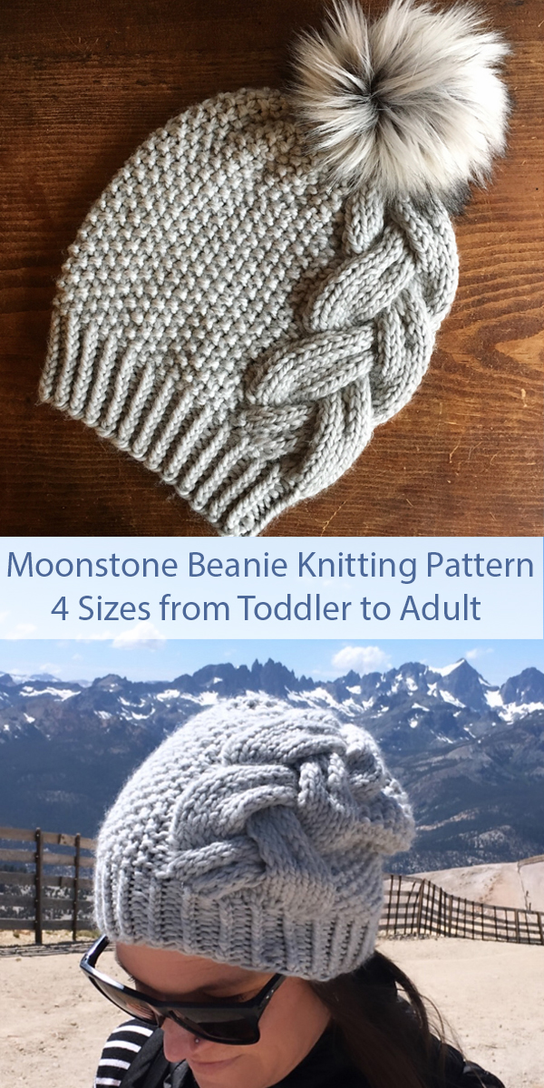 Knitting Pattern for Moonstone Beanie in 4 Sizes Toddler to Adult