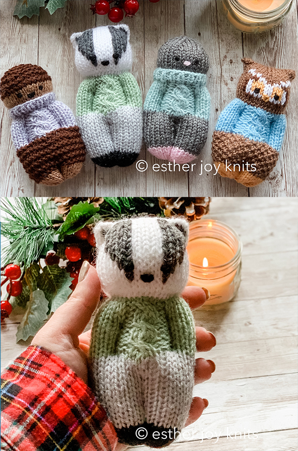 Forest Friends Knitting pattern for easy Pocket Dolls