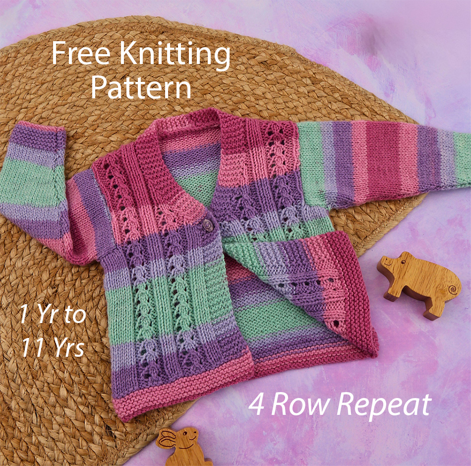 Free Knitting Pattern 4 Row Morgan Baby and Child Cardigan
