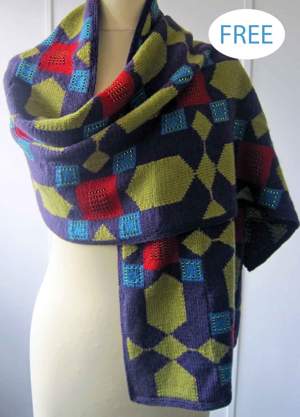 Free Knitting Pattern Moroccan Tile Wrap Colorful Shawl