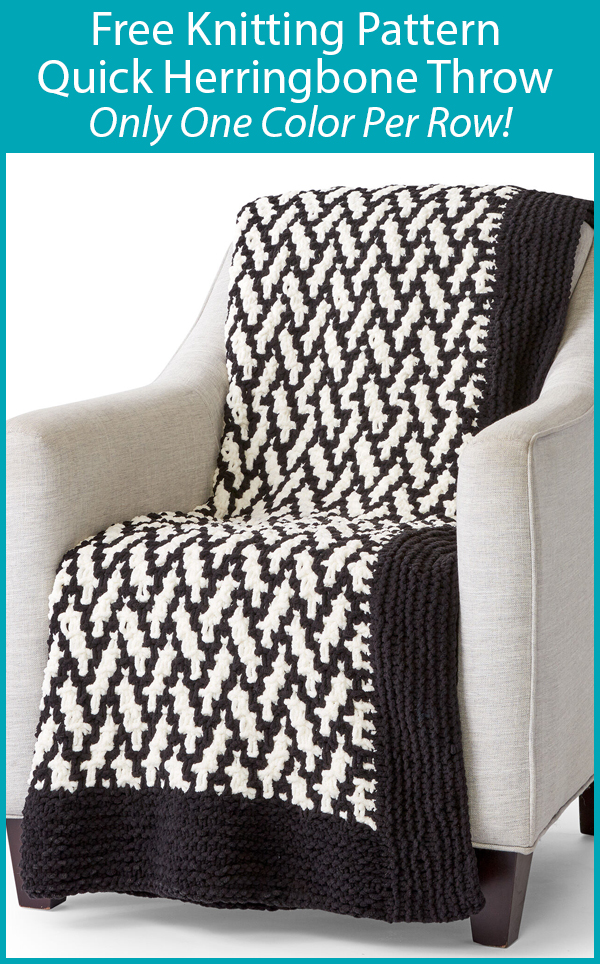 Free Knitting Pattern for Quick Herringbone Throw