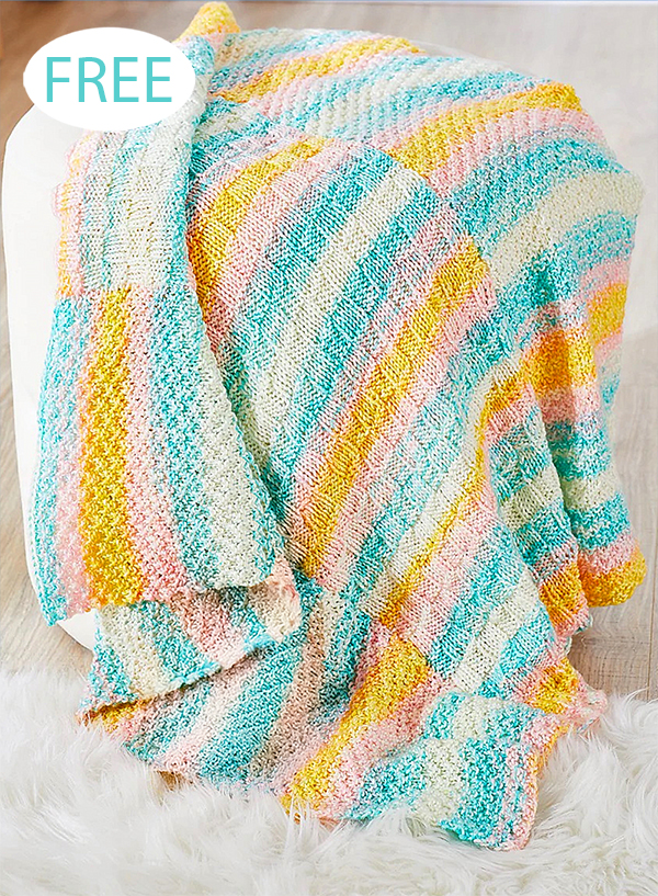 Free Easy Moss and Check Blanket Knitting Pattern