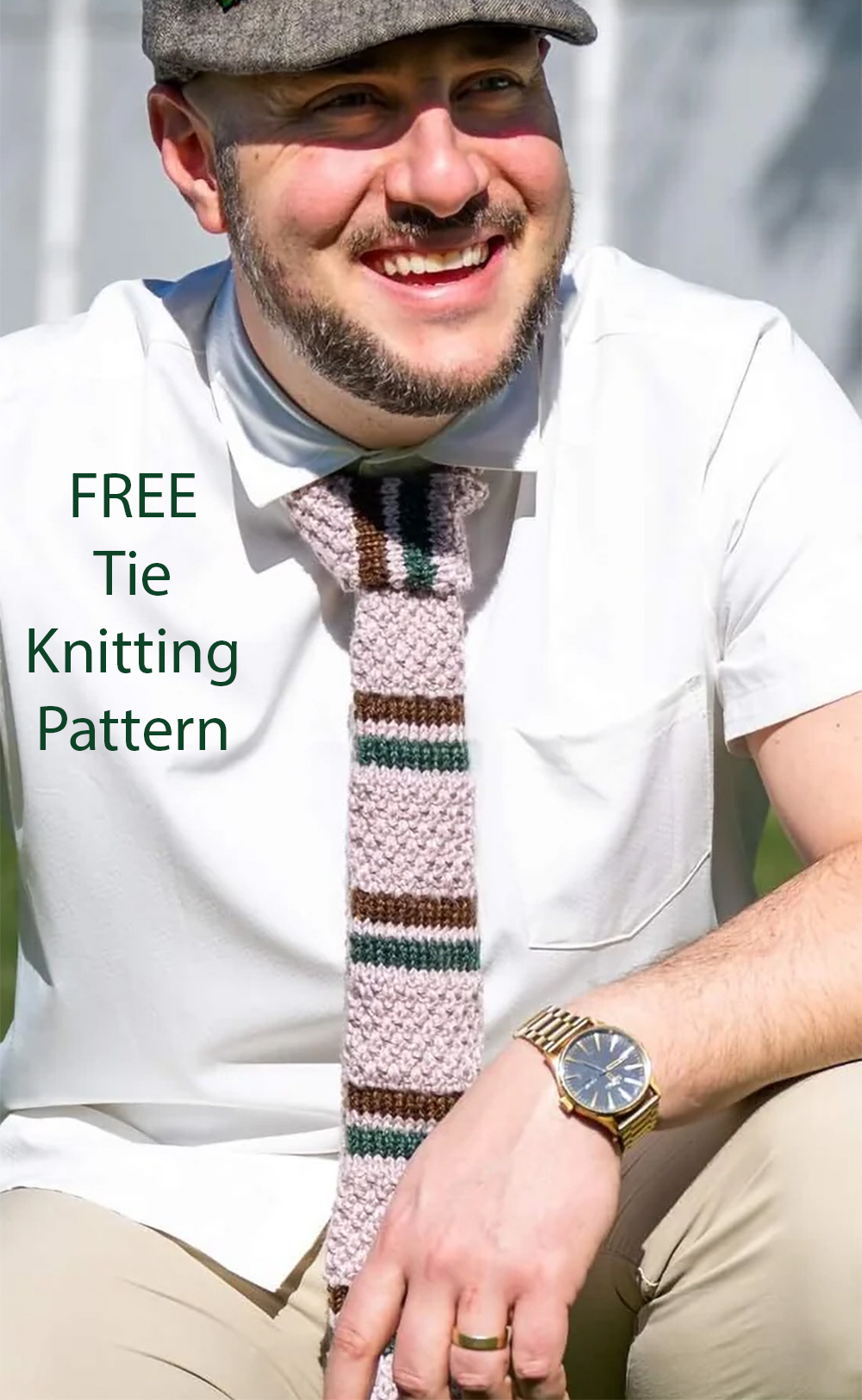 Moss Stitch Tie Free Knitting Pattern