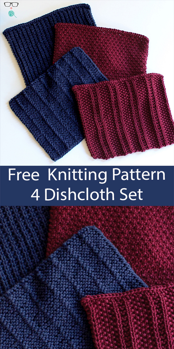 Free 4 Dishcloths Knitting Pattern Set Mostly Manly Dishcloths
