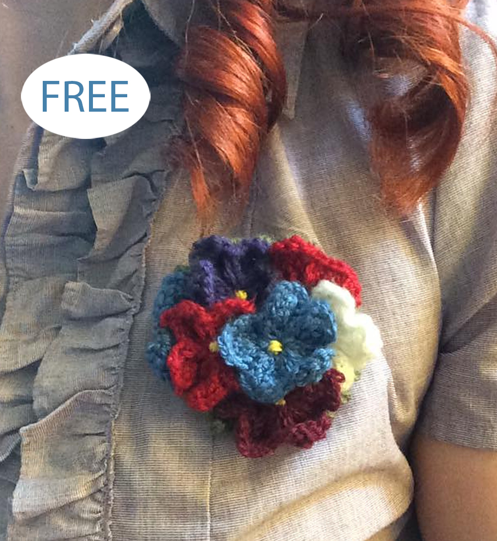 Mother's Day Flower Brooch Knitting Pattern