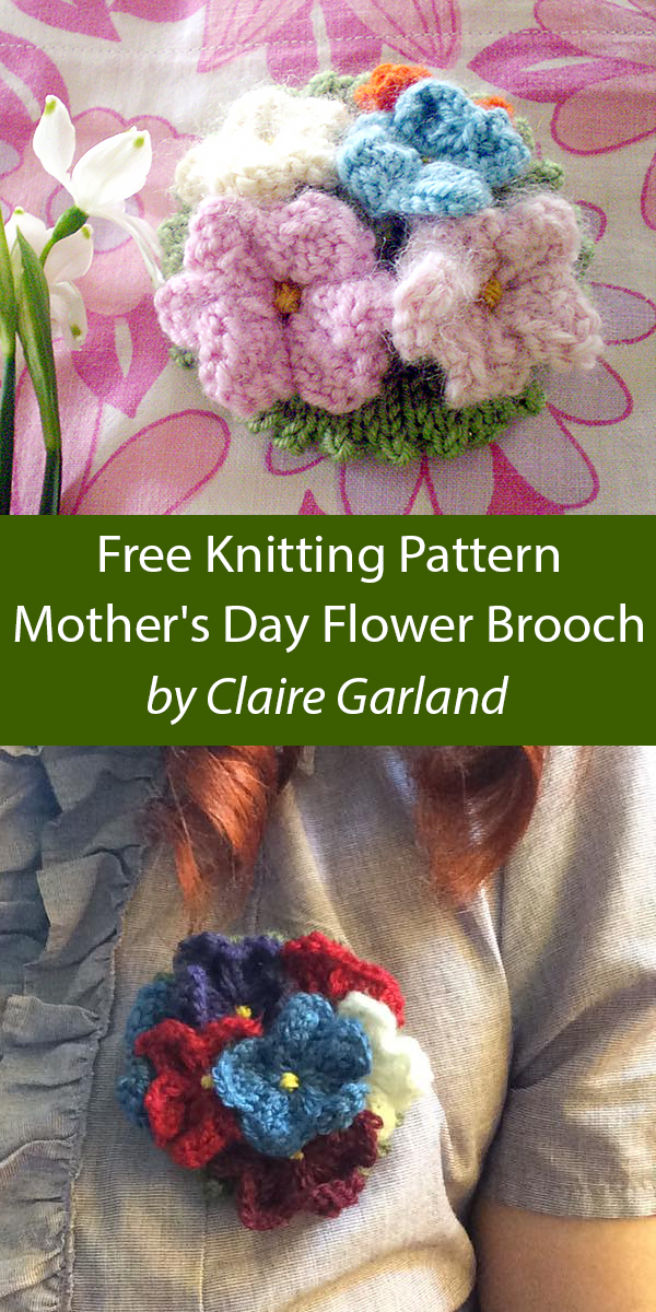 Mother's Day Flower Brooch Knitting Pattern