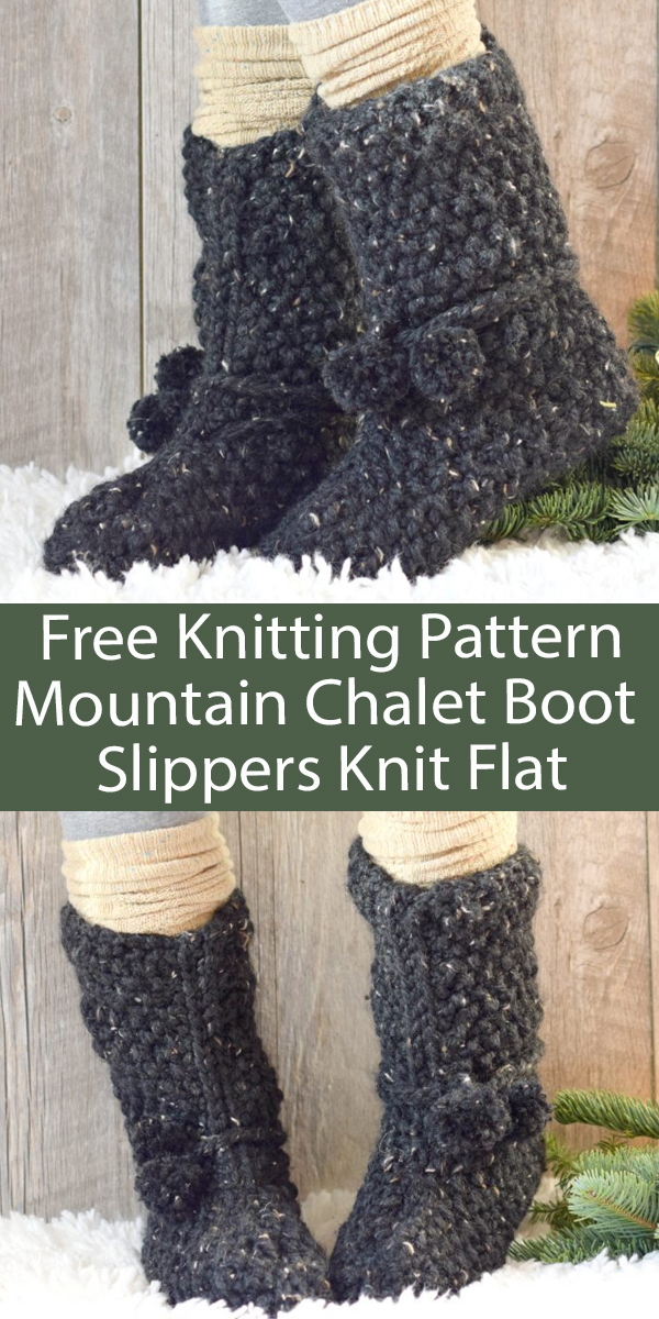 Free Slippers Knit Flat Pattern Mountain Chalet Boot Slipper