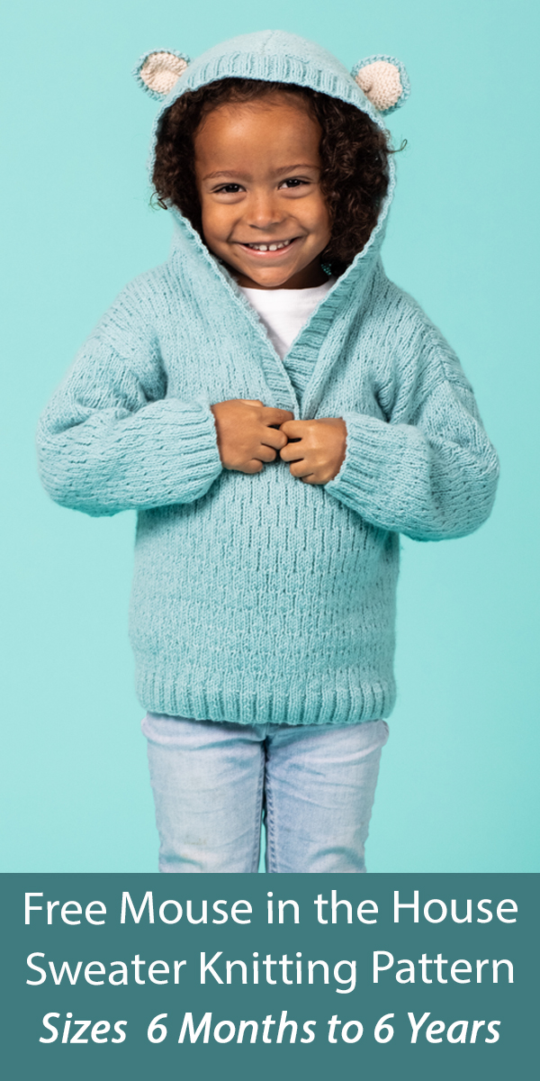 Mouse in the House Sweater  Free Knitting Pattern Baby and Child Hoodie