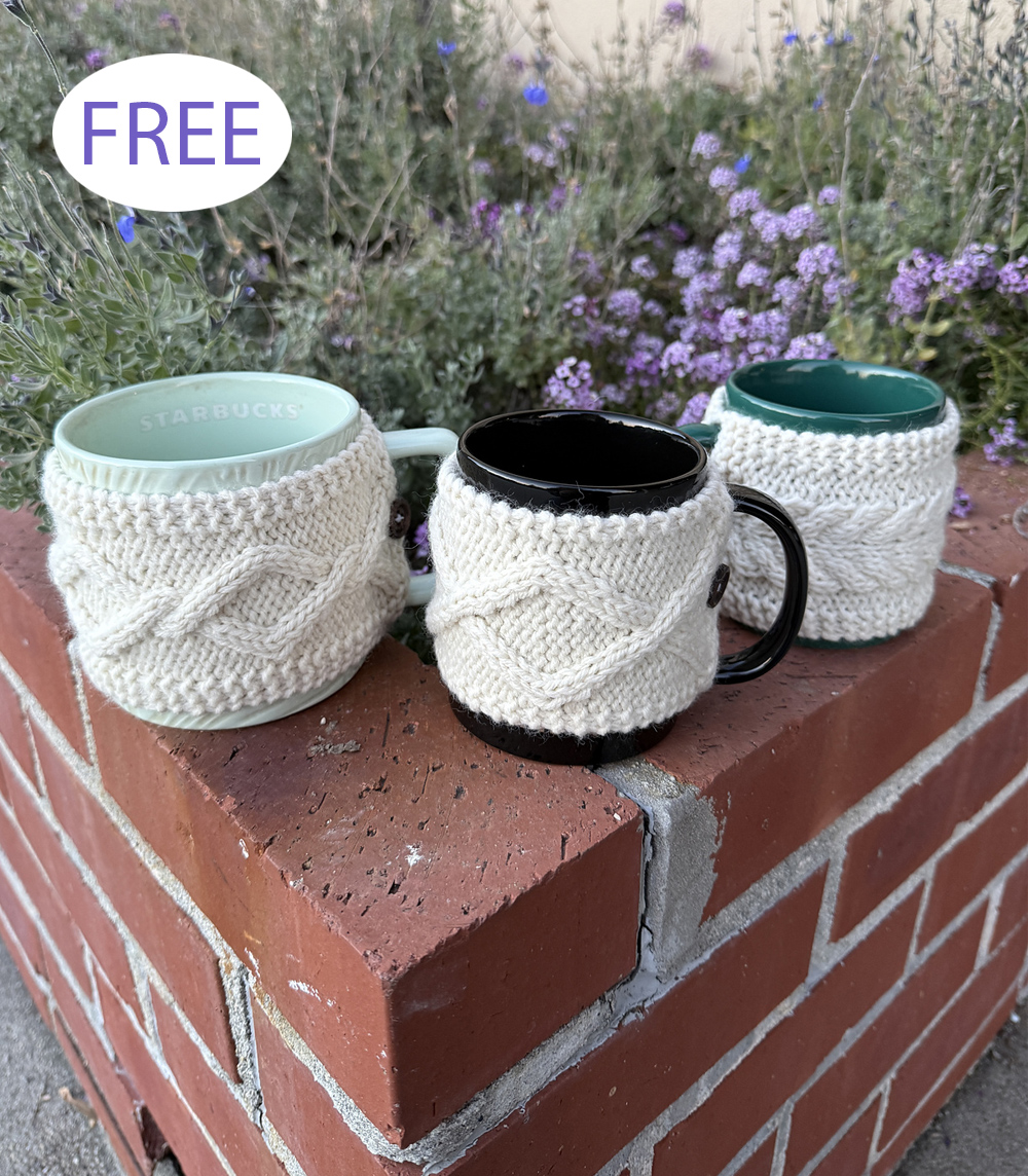 Free Mug Cozy Trifecta Knitting Patterns Cable Home Decor