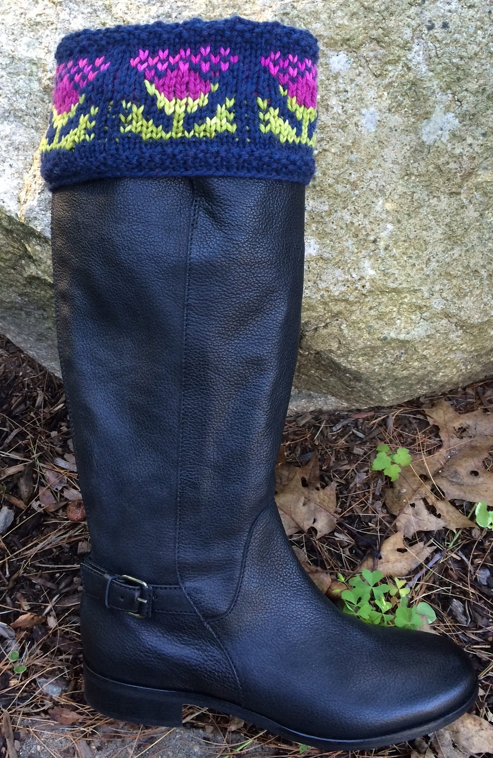 Free Knitting Pattern for Muir Glenn Thistle Boot Toppers