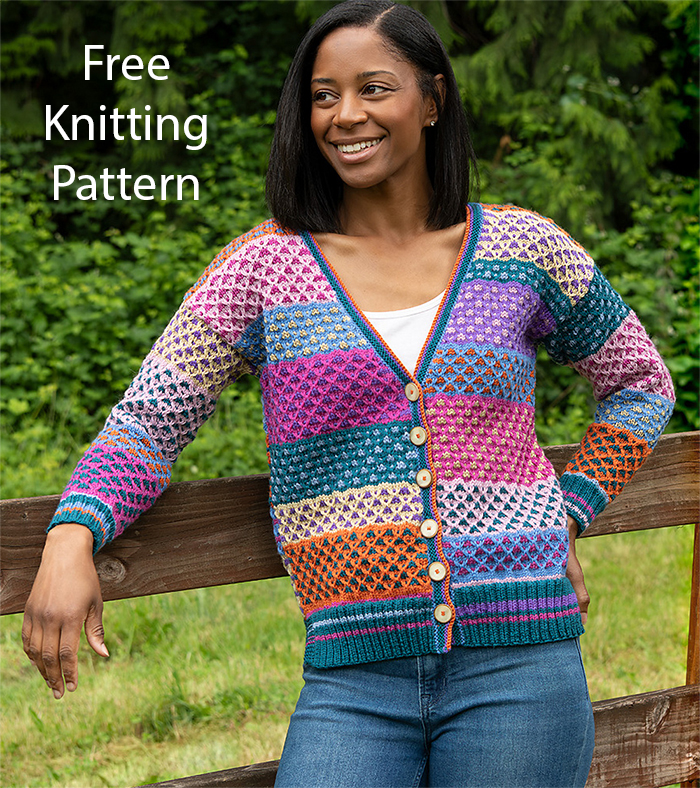 Multicolor Slipped Stitch Cardigan Knitting Pattern