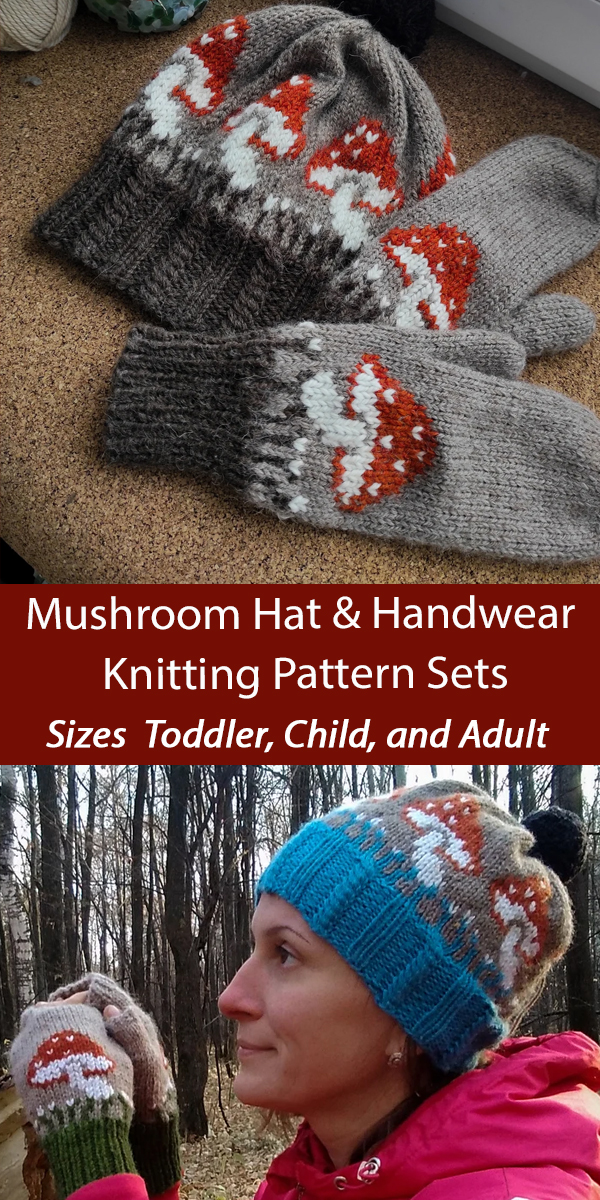 Mushroom Hat and Mittens Knitting Patterns