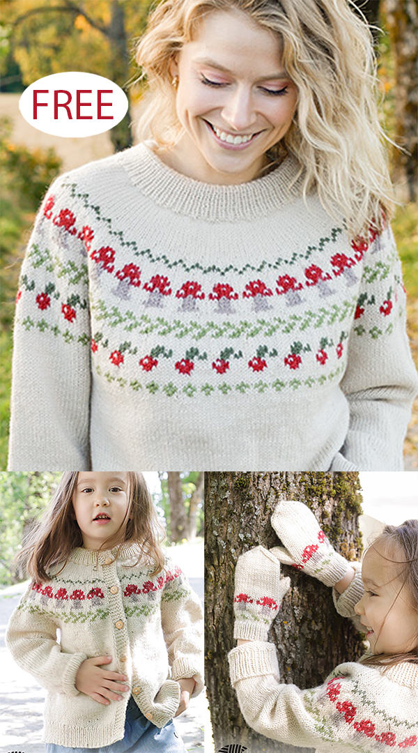 Free Knitting Pattern National Mushroom Month Sweaters