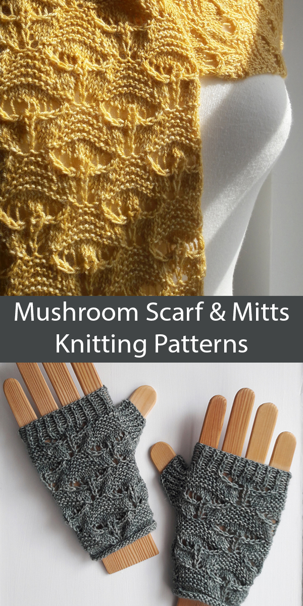 Mushroom Scarf and Mitts Knitting Patterns