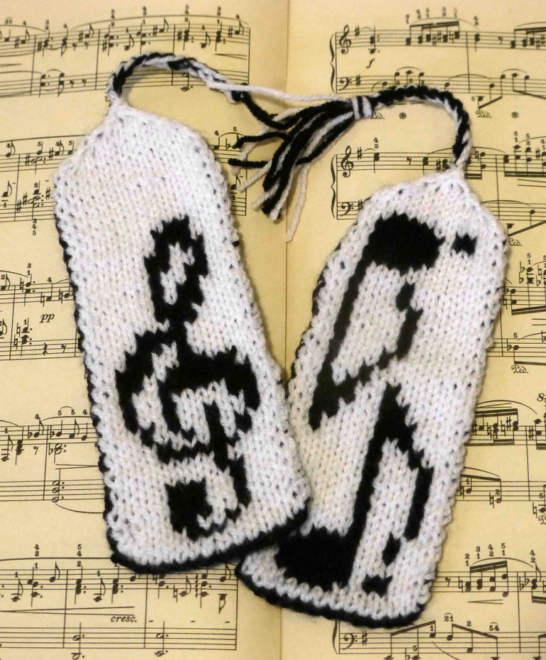 Knitting Pattern for Musical Bookmarks