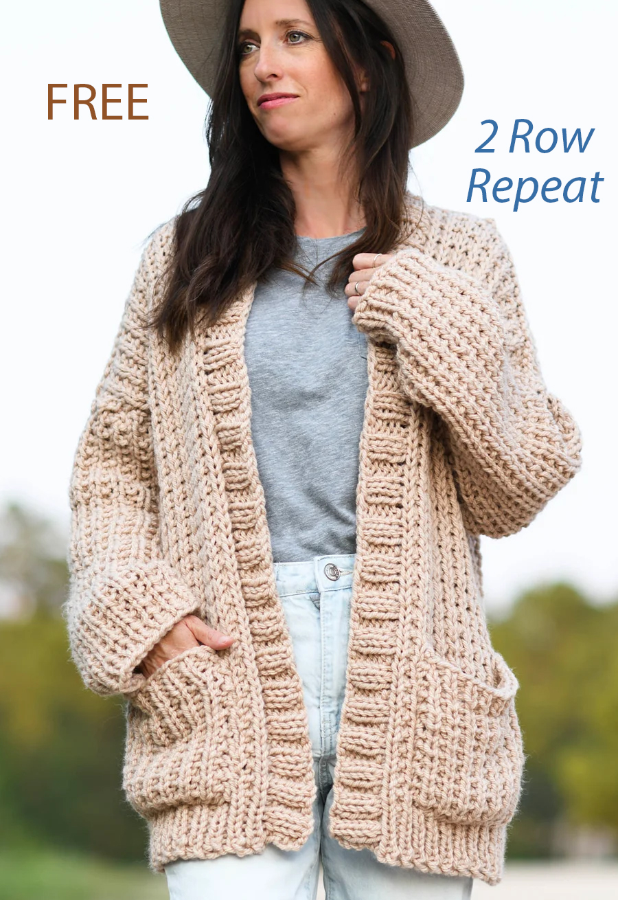 Free Cardigan Knitting Pattern My Big Comfy Ribbed Cardi