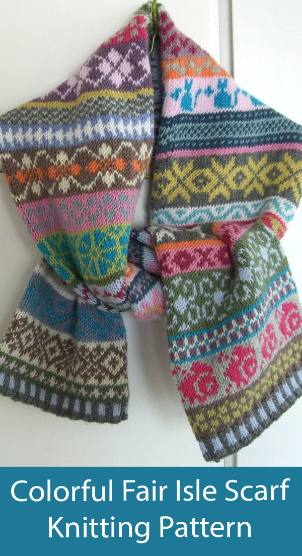 Colorful Fair Isle Scarf Knitting Pattern