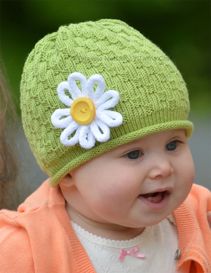 Knitting Pattern Daisy Flower Hat (Baby, Child and Adult sizes)