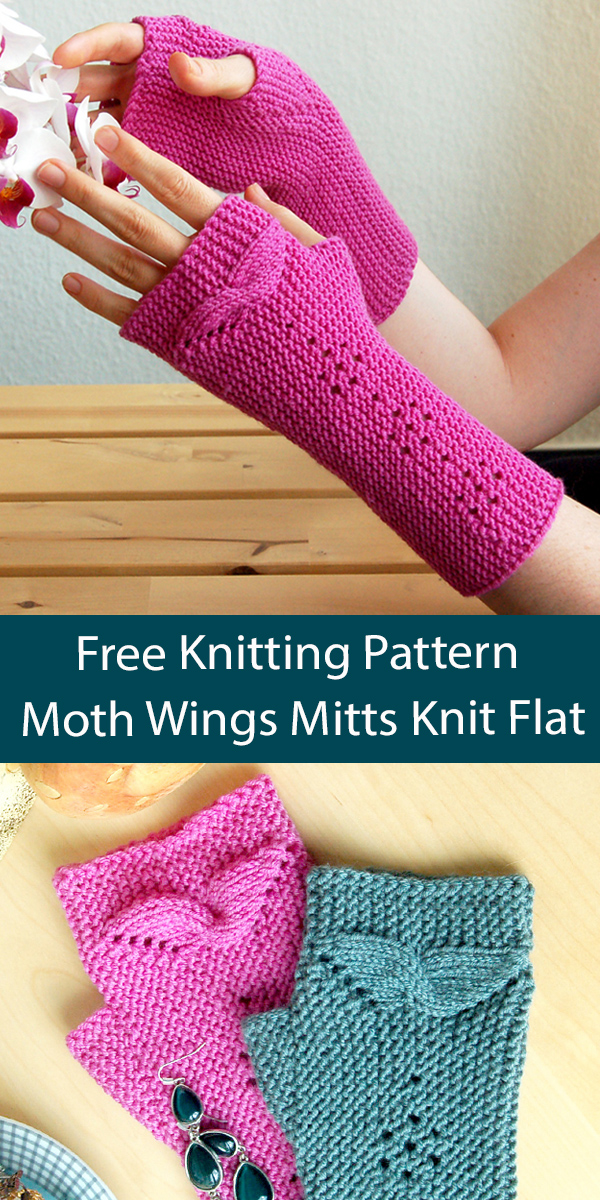 Free Mitts Knitting Pattern Moth Wings Fingerless Mitts