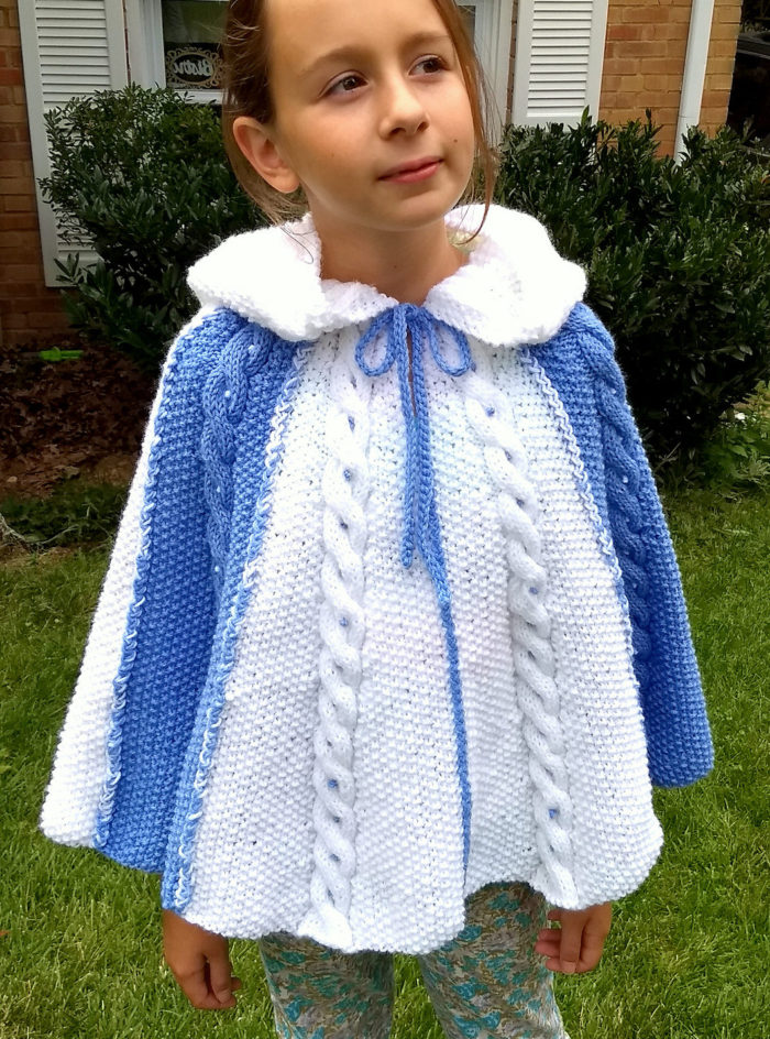 Free Knitting Pattern for Nadia Poncho with Hood