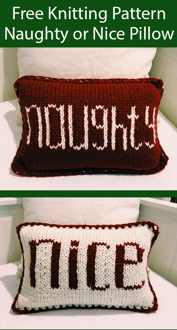 Free Knitting Pattern for Naughty or Nice Christmas Pillow