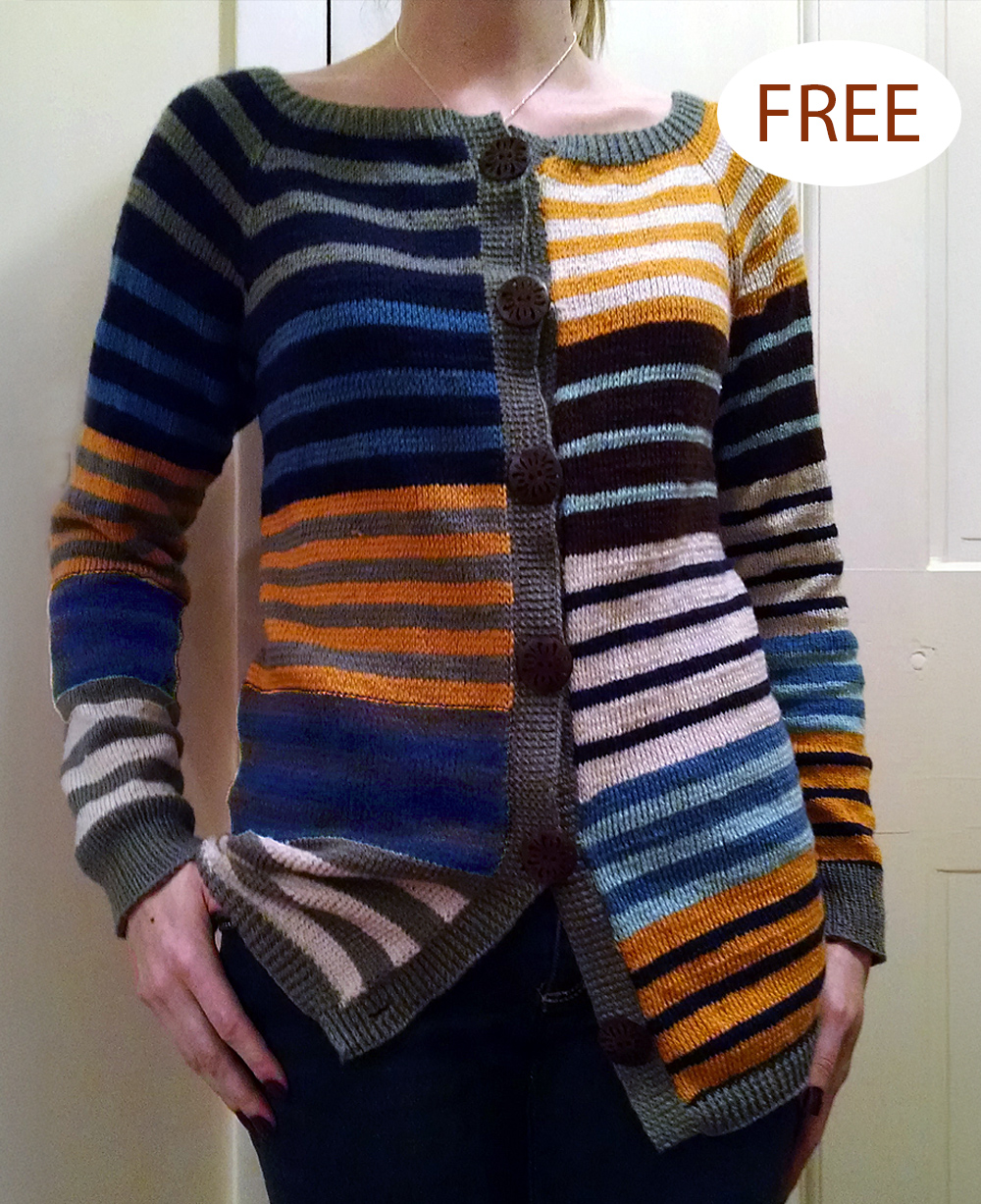 Nautica Striped Cardigan De-Stash Fashion Knitting Pattern