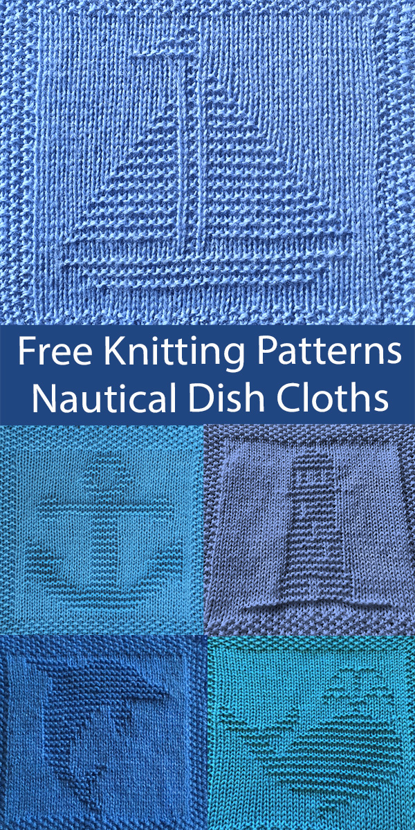 Free Nautical Dish Cloth Knitting Patterns Sailboat, Anchor, Lighthouse, Dolphin, Whale Afghan Squares