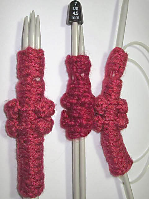 Free Knitting Pattern for Needle Sleeves with Size Bobbles