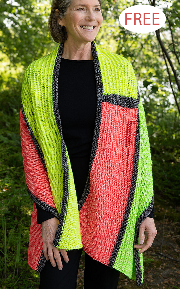 Neopolitan Neon Wrap Free Knitting Pattern