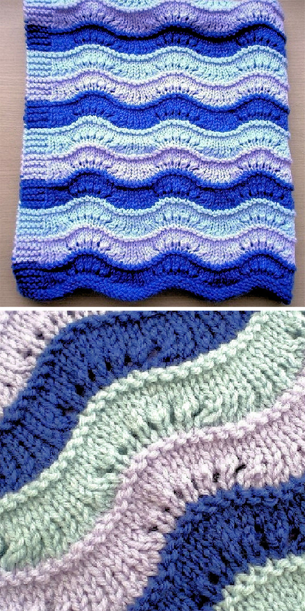Knitting Pattern for 8 Row Repeat New Wave Baby Blanket