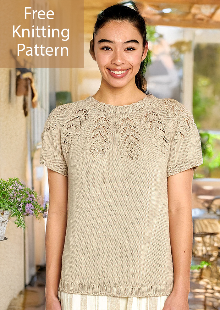 Free Women's Sweater Knitting Pattern Nice And Lacy Yoke Tee