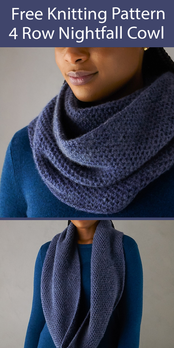 Free Cowl Knitting Pattern for Nightfall Cowl Cowl in 4 Row Repeat