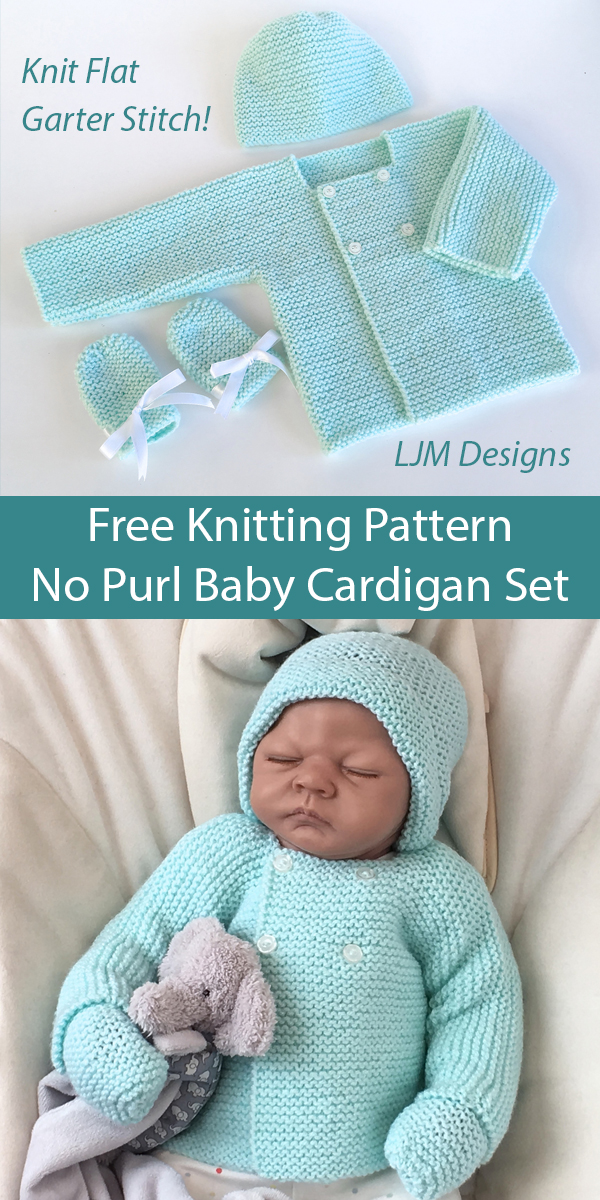 No Purl Baby Cardigan Set Free Knitting Pattern Garter Stitch