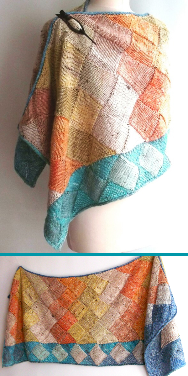 Knitting Pattern for Entrelac Wrap Shawl