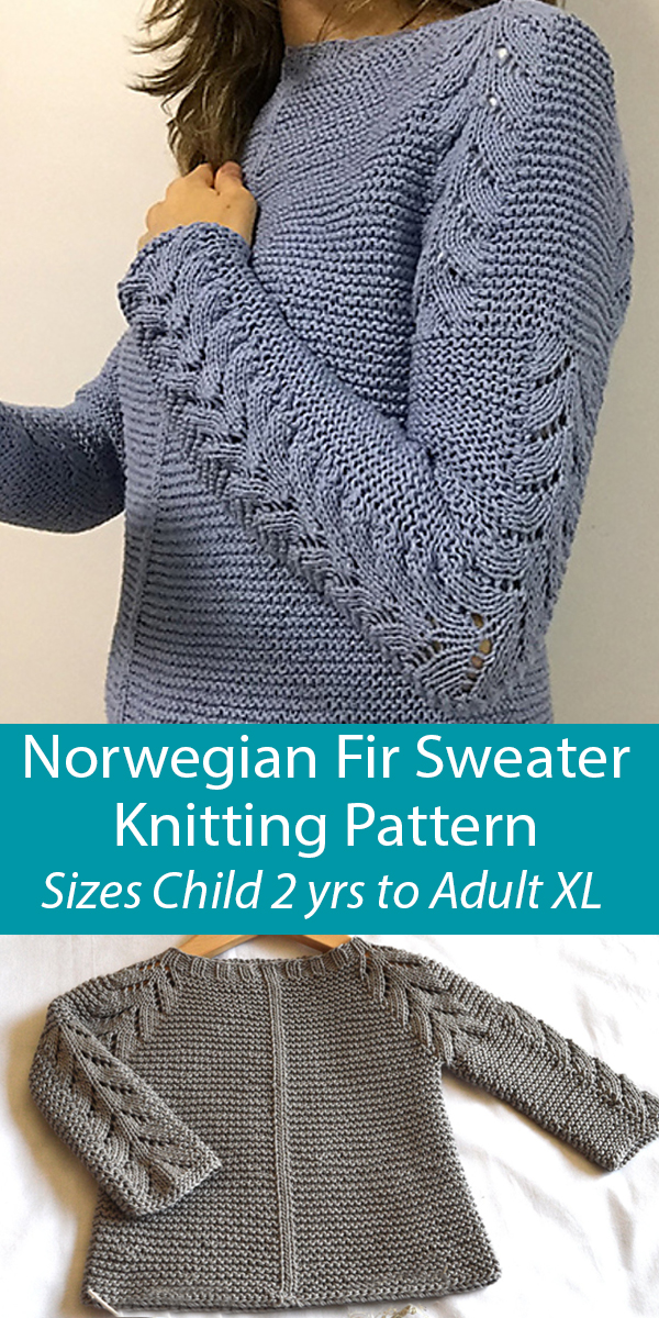 Knitting Pattern for Norwegian Fir Sweater Sizes Child 2 yrs to Adult XL