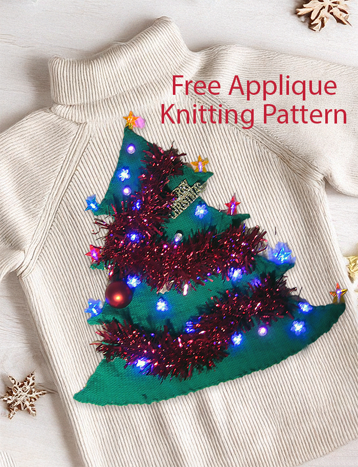 Free Ugly Christmas Sweater Christmas Tree Applique Knitting Pattern