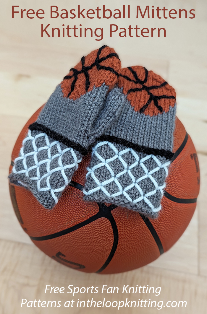 Free Basketball Mittens knitting pattern