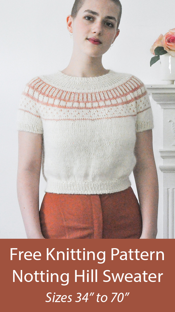 Notting Hill Sweater Free Knitting Pattern Short-Sleeved Top