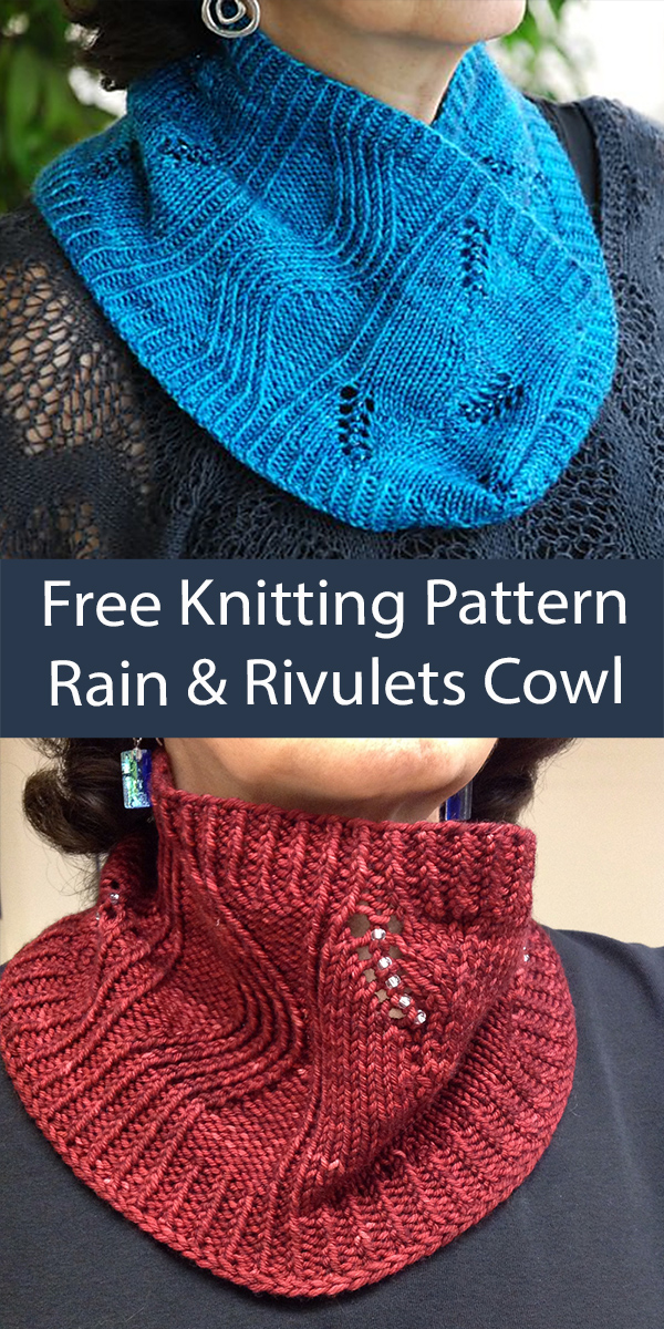 Free Cowl Knitting Pattern Rain and Rivulets Cowl One Skein