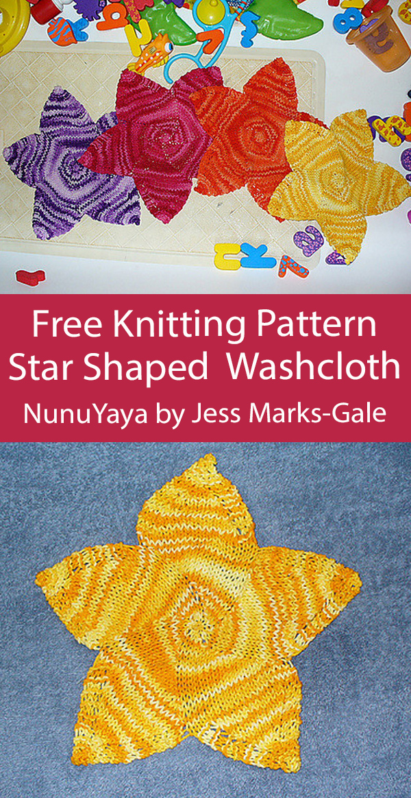 Free Knitting Pattern Star Dishcloth NunuYaya Washcloth 