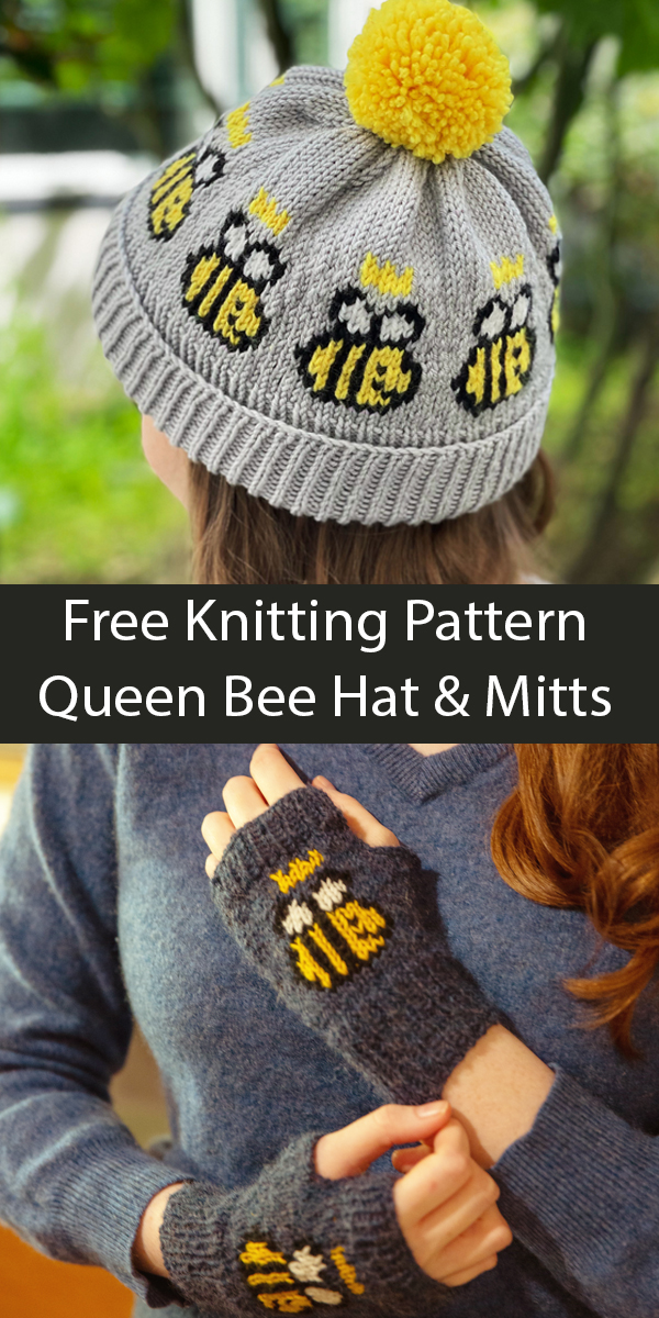 Free Knitting Pattern Queen Bee Hat and Mitts