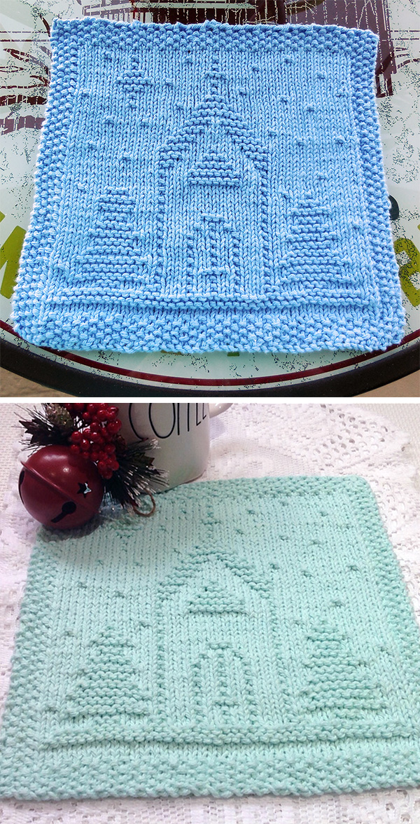 Free knitting pattern for O Holy Night Dishcloth