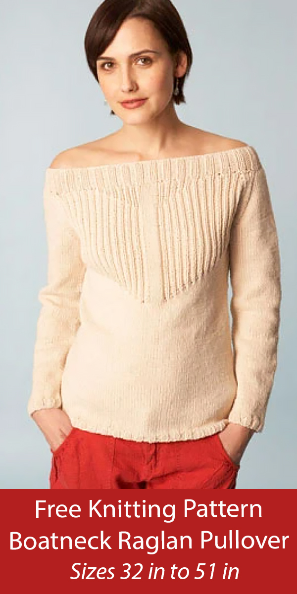 Free Sweater Knitting Pattern Boatneck Raglan Pullover