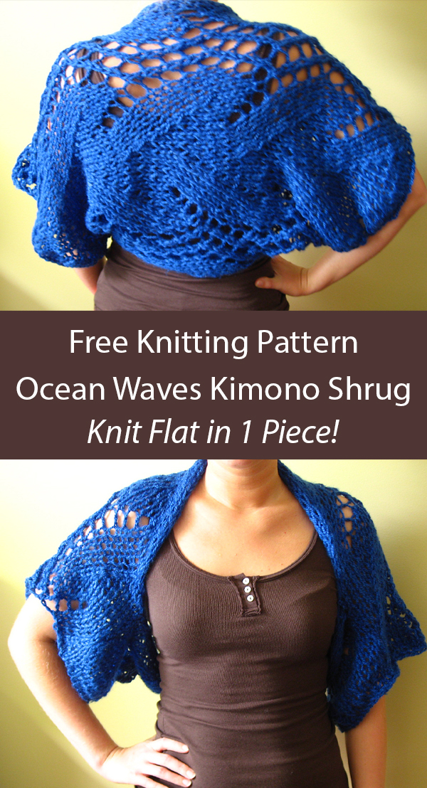 Easy Ocean Waves Kimono Sweater Free Knitting Pattern