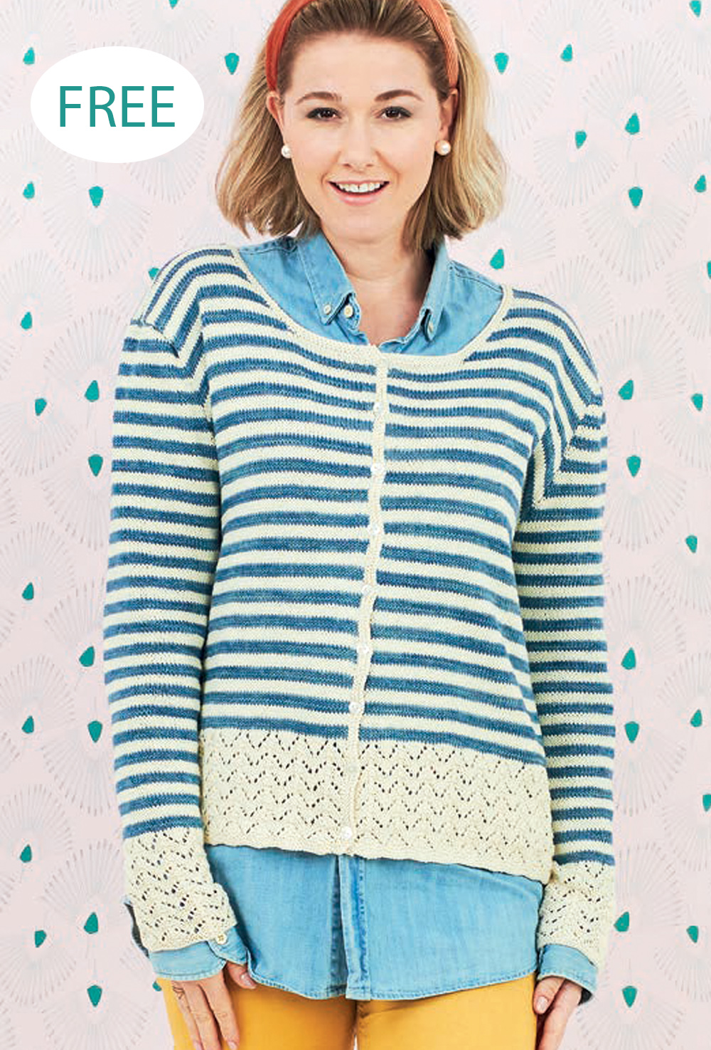 Free Knitting Pattern 6 row Oceanside Cardigan