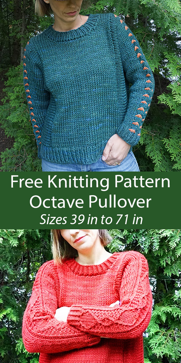 Free Sweater Knitting Pattern Octave Pullover with Sleeve Options